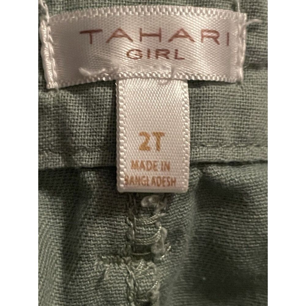 Tahari  Girl 2T Blue‎ Denim Embroidered Flowers Short Overalls - Picture 5 of 5